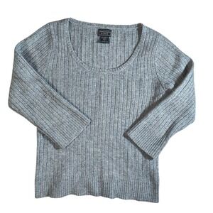 Abercrombie & Fitch Sweater Size L Gray Crewneck 80% Lambswool Classic Knit‎